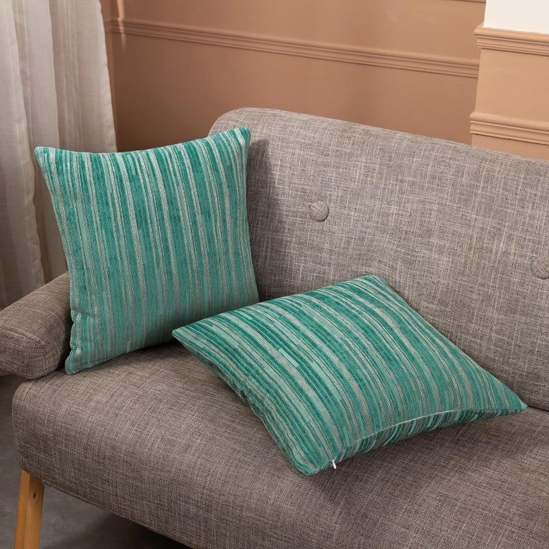 Yeiotsy Decorative Pillow Covers Teal, Pack of 2, Modern Striped Throw Pillow Cases Geometric Cushion Covers (Teal, 18 X 18 Inches) - Image 5